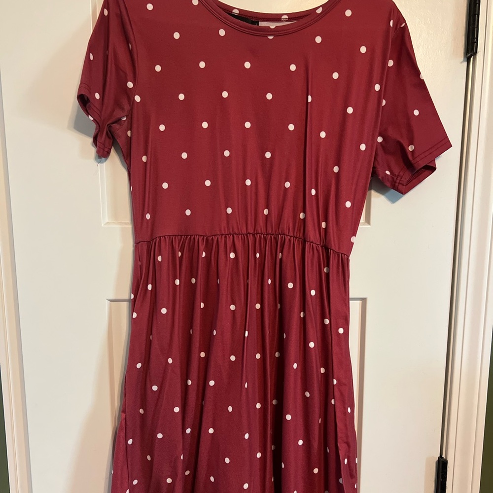 Knee length polka dot womens dress